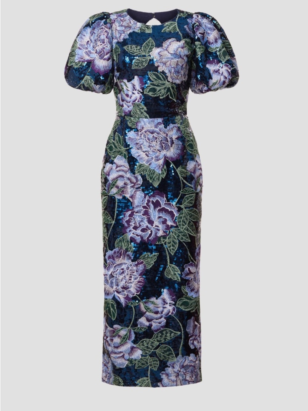 Marchesa Notte Puff Sleeve Sequin Floral Cocktail Dress Size 12